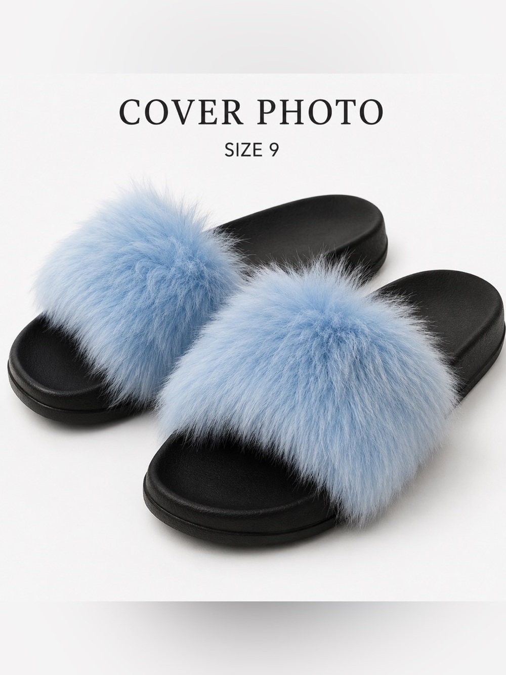 Women's Blue Fluffy Slide Sandals/size 9